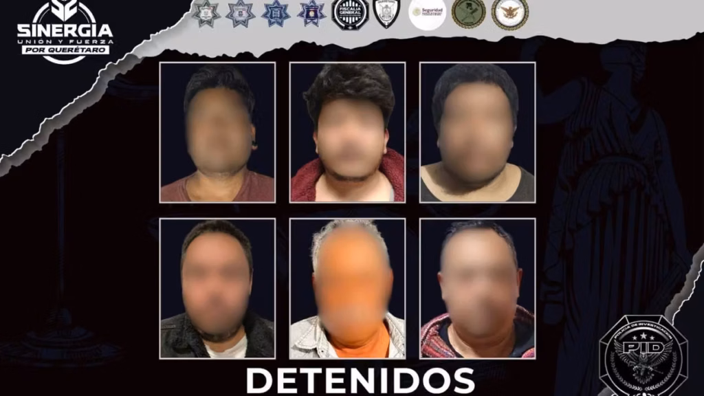 ficha-de-la-fiscalia-de-queretaro-con-seis-personas-detenidas-en-cateos-de-sinergia-con-rostros-difuminados